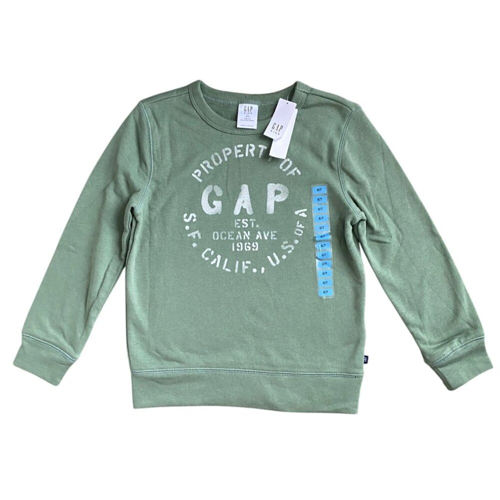 Gap $35 Terry Lined Graphic Print Crewneck Pullover Sweatshirt NEW WITH TAGS